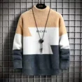 thumbnail image 2 of Suéteres de punto para hombre, jersey de manga larga con colores contrastantes, jerséis gruesos de estilo coreano para hombre, prendas de punto para otoño e invierno, 2 of 5