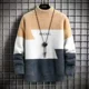 thumbnail image 2 of Suéteres de punto para hombre, jersey de manga larga con colores contrastantes, jerséis gruesos de estilo coreano para hombre, prendas de punto para otoño e invierno, 2 of 5
