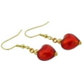 thumbnail image 2 of GlassOfVenice Murano Glass Heart Earrings - Fire Red, 2 of 5