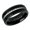 thumbnail image 3 of Men Women 8MM Comfort Fit Titanium Wedding Band Black Brushed Center Shiny Edge CZ Eternity Ring (Size 7 to 15), 3 of 4
