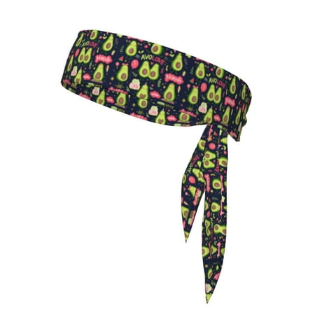 Sigee Avocado Love Print Sports Head Tie-Unisex Moisture-Wicking Headband for Running Tennis and Gym Training - Versatile Athletic Sweatband