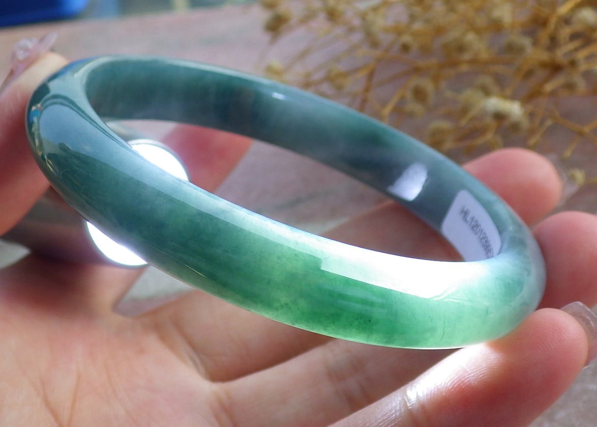 Icy Green Natural A JADE Jadeite Bangle Bracelet 60 mm 682124 TN