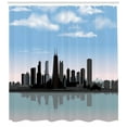 thumbnail image 3 of Chicago Skyline Shower Curtain, Day Time Illinois Missisippi River Clouds Coastal Town Urban Design, Fabric Bathroom Set with Hooks, 69W X 75L Inches Long, Onyx Blue Grey, by Ambesonne, 3 of 3
