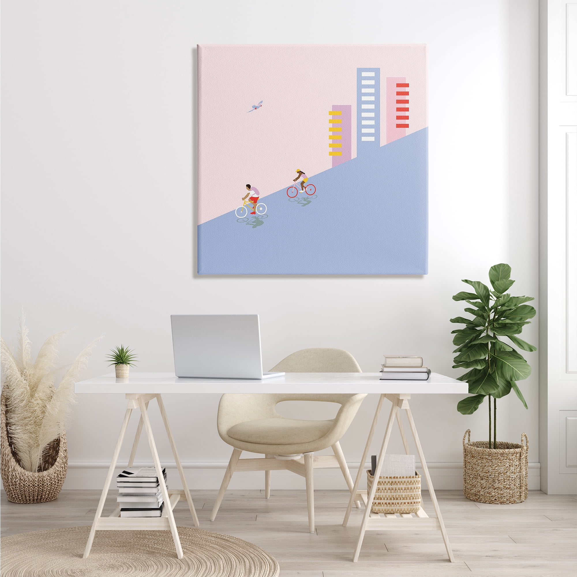 Stupell Industries Downhill Bike Ride Tropical Bird Modern Cityscape, 36 x 36, Designed by Make Much Studios