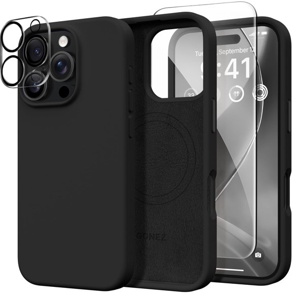 Funda de teléfono GONEZ compatible con iPhone 16 Pro Max negra