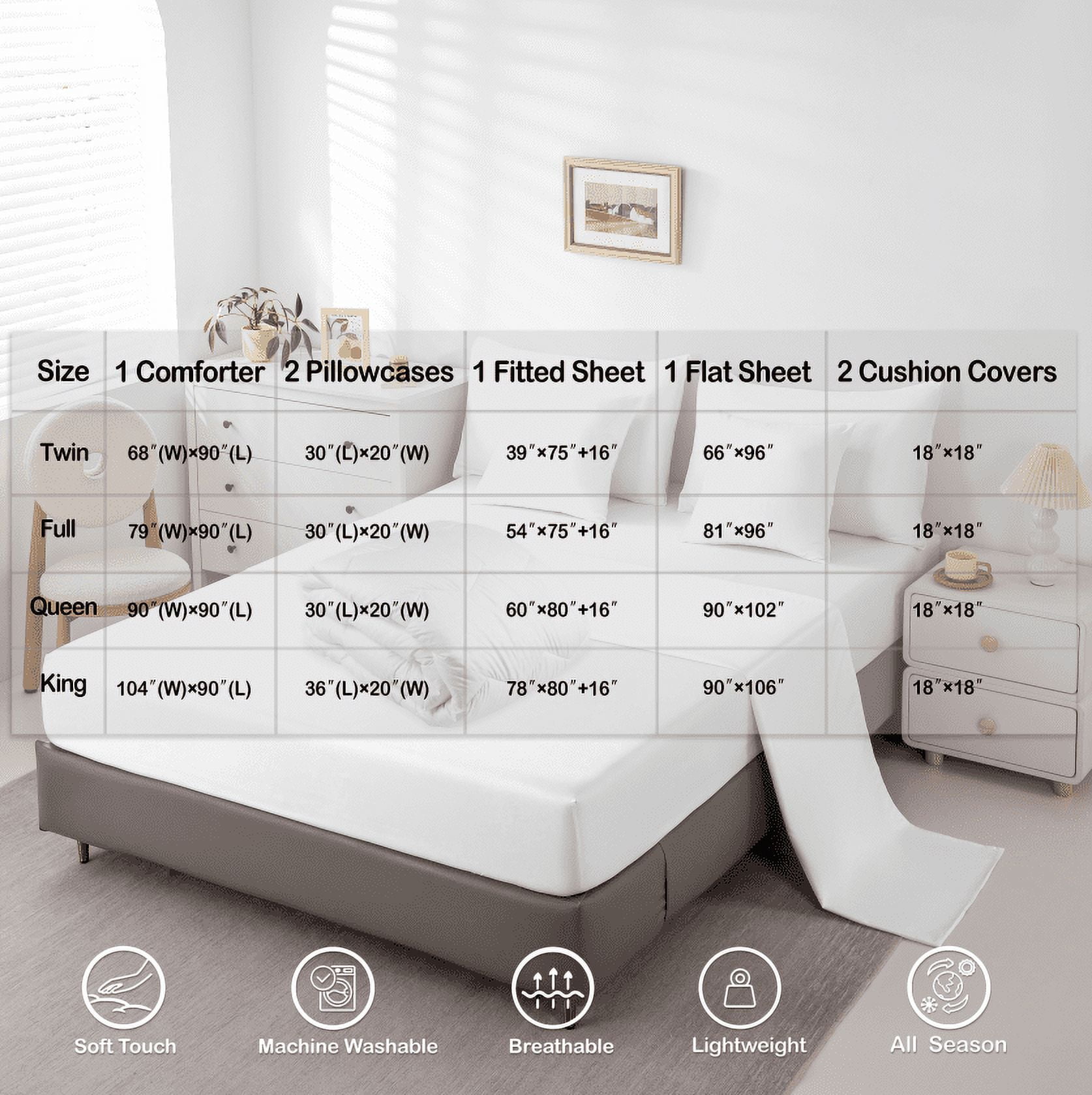 jejeloiu Initial Letter F Twin Bedding Sets 7-Piece,Vintage Rustic Flower Bedding Comforter Set,White Pink Bowtie Sheet Sets For Girls,Breathable Bedroom Decoration Reversible