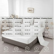 Feelyou Woodland Botanical Twin Bedding Sets 7-Piece for Adult, Blue Tree Plant Bedding Comforter Set, Rustic Farmhouse Reversible Sheet Sets, Luxury Bedroom Decor