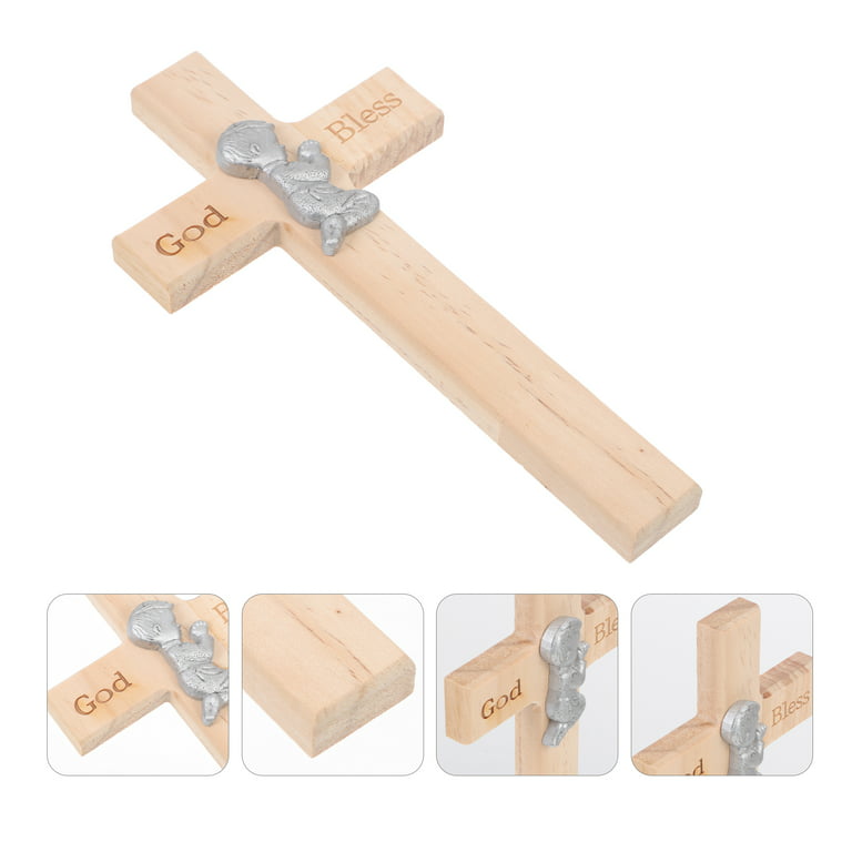 60Pcs Handmade Wooden Cross Pendant Charms Vintage Maple Wood