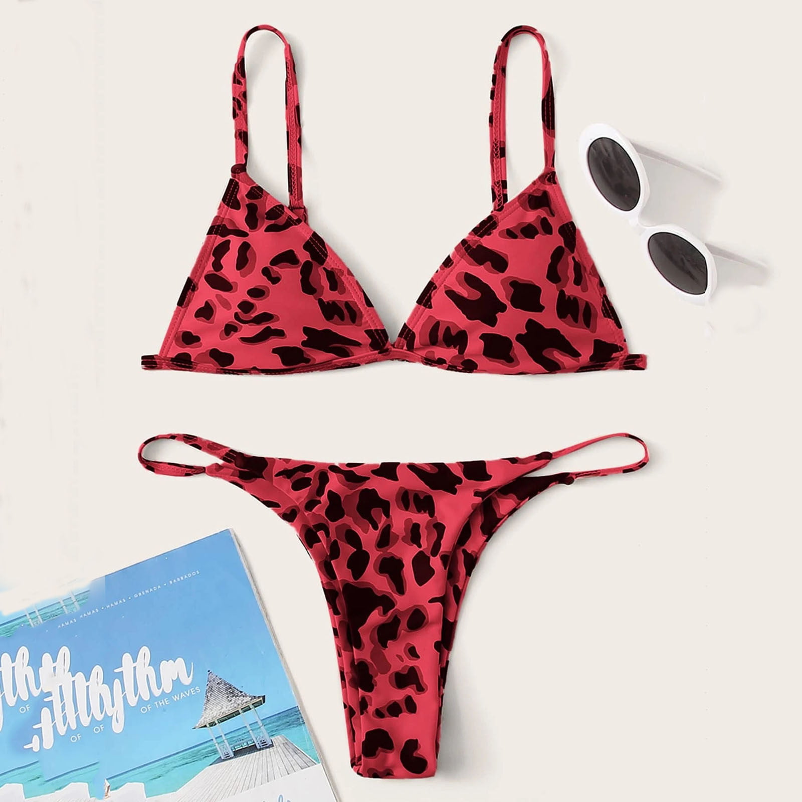 Hunzed Women Bikini { Leopard Printed Swimsuits } { Two Pieces Swimming Bathing Suit Beachwear Monokini 
