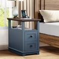 thumbnail image 4 of PLAMLE End Table for Living Room with 2 Drawers Farmhouse Narrow Sofa Side Table For Small Spaces Wooden Nightstand with Storage for Bedroom, Dorm, Office, 4 of 8