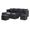 thumbnail image 2 of 7 Pieces Patio Furniture Set, Wicker Sectional Sofa Set With Coffee Table,Recliner Sofa, And 2 Ottomans, Patio Conversation Set For Poolside Backyard Lawn, Dark Grey, 2 of 9