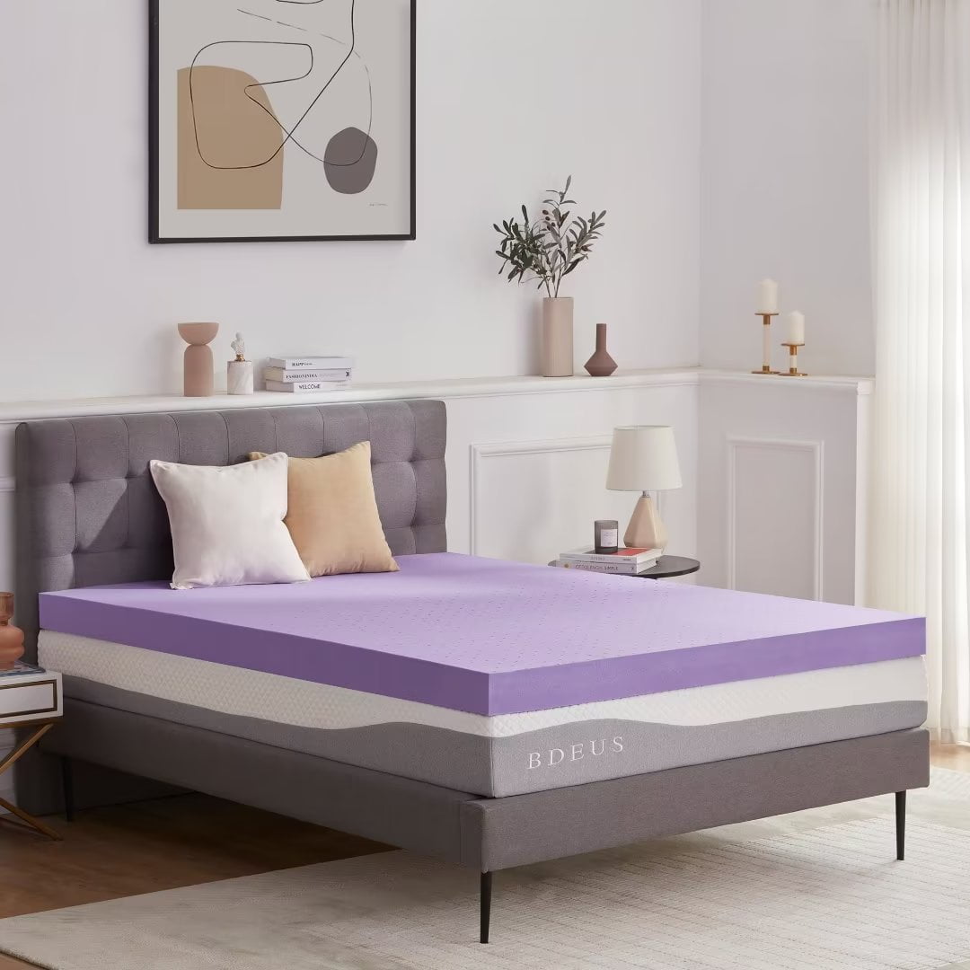 BDEUS 3 inch Mattress Topper, Cooling Gel Memory Foam Bed Topper for Pressure Relief, Twin-XL