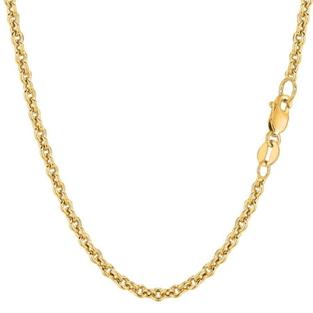 14K Yellow Gold 3MM Forsantina Cable Link Pendant Necklace Chains 16