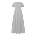 thumbnail image 4 of FYEGRE Women's Casual Linen Dress Solid Color Sleeveless Loose Fit Summer Dress with Pockets Summer Casual A Line Flowy Dress for Women Light Gray S, 4 of 4