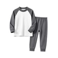 thumbnail image 3 of Cethrio Girls Pajama Sets, Fall Winter Color-blocking 2 PC Long Sleeve Thermal Underwear Sets Size 5-6 Years Gray, 3 of 8