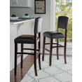 thumbnail image 2 of Linon Metairie 30" Indoor Wood Bar Stool, Espresso/Dark Brown Faux Leather, 2 of 8
