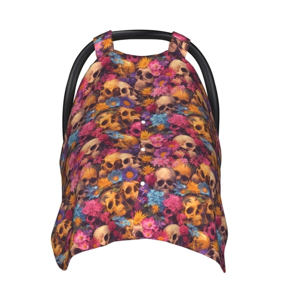 Car Seat Cover Baby - Skull blue daisy flower Breathable Infant Car Seat Cover for Baby Carseat, Lightweight Comfort Baby Essentials Must Haves Newborn Stuff for Girl Boy