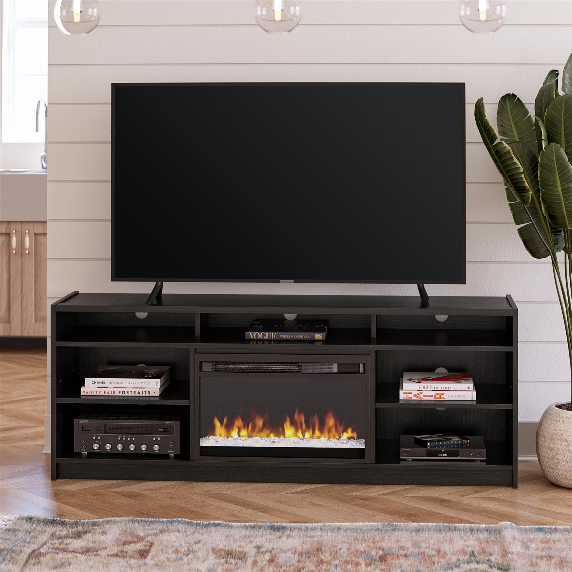 Ameriwood Home Luna Fireplace TV Stand for TVs up to 75", Nightfall Oak