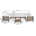 thumbnail image 4 of GDF Studio Emma Outdoor 9 Seater Acacia Wood Sectional Sofa Set, Gray and White, 4 of 12
