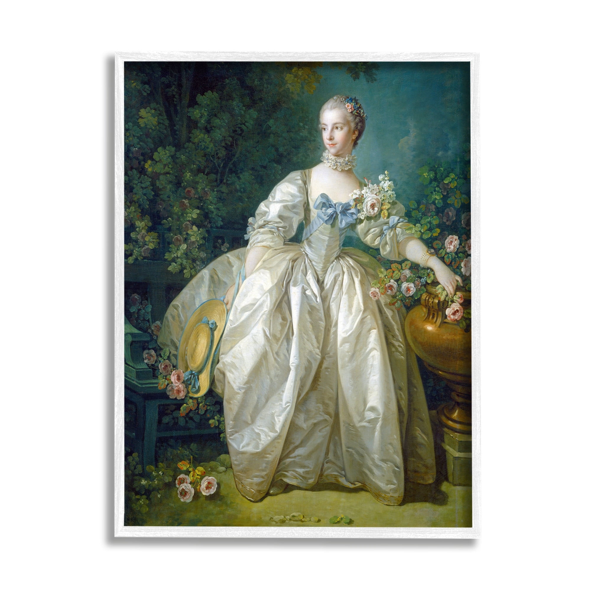 Stupell Industries Madame Bergeret Francois Boucher Classic Painting Painting White Framed Art Print Wall Art, Design by one1000paintings