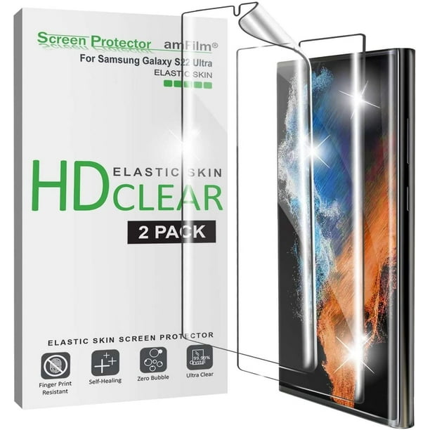 (2 Pack) amFilm Samsung Galaxy S22 Ultra 5G Elastic Skin Screen