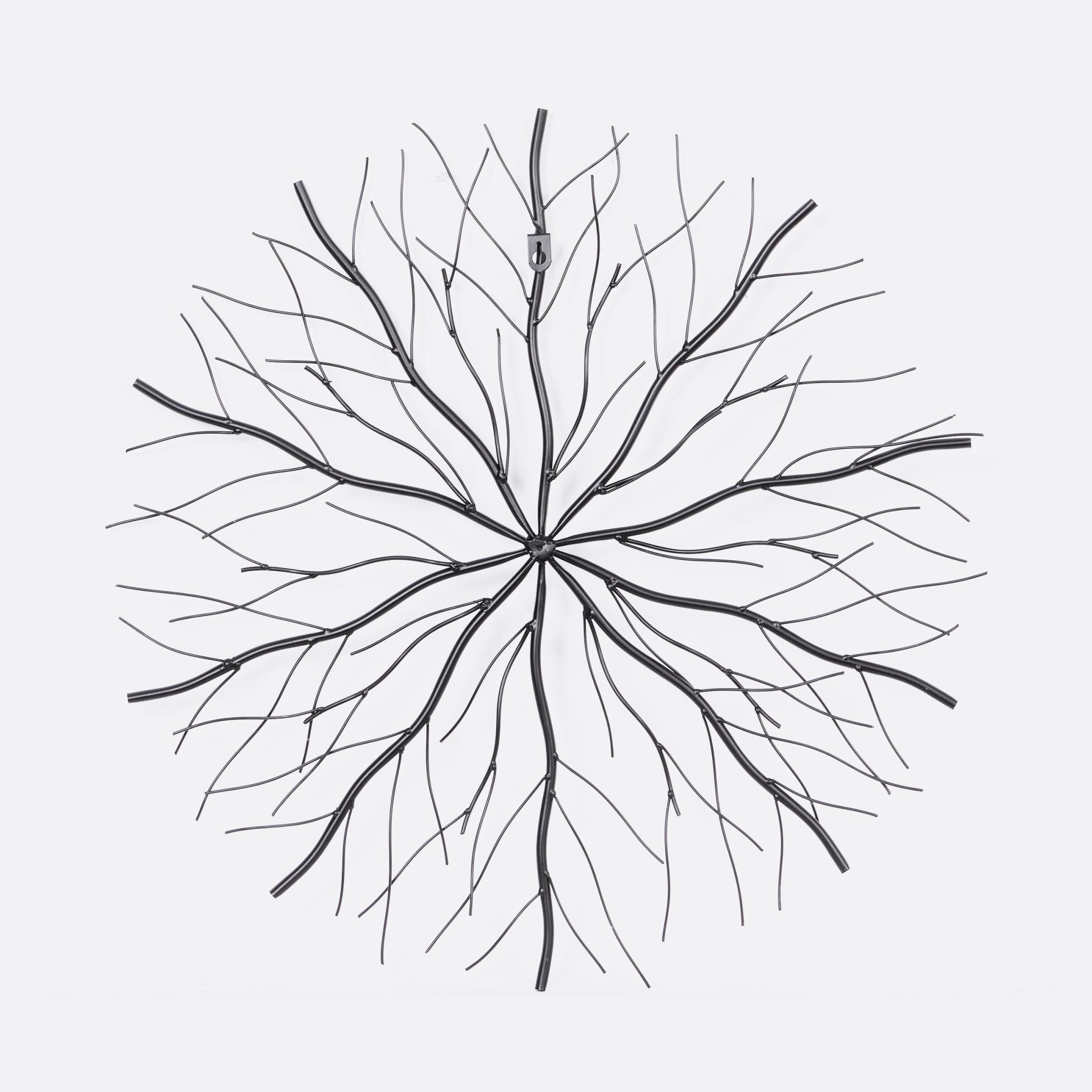 DecMode Black Metal Starburst Wall Decor with Branch Inspired Design (3 Count)