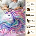 thumbnail image 4 of Custom Unicorn Blanket with Name, 40 x 30 Inches Soft Fuzzy Blanket for Girls, Unicorn Lovers, Cozy Blanket, Warm Flannel Throw Blanket Bed Sofa Room Decor, Camping, Travel, Chair, 4 of 6
