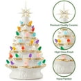 thumbnail image 5 of 12" Hand Painted Ceramic Christmas Tree, White Pre-Lit Tree, 100 Multi-Color Lights, 2 Star Toppers, 5 of 6
