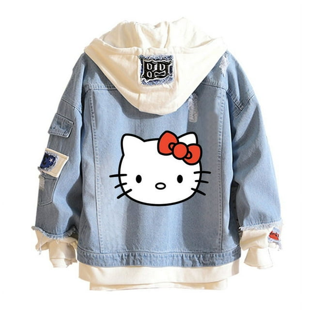 Women and men Cowboy Jacket Hello Kitty Hoodie Spring and Autumn KT Cat Sweet Top FJH
