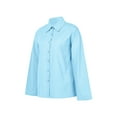 thumbnail image 3 of KOMOO Summer Autumn Ladies Temperament Shirt, Girls Solid Color Long Sleeve Lapel Loose Blouse Single-breasted Tops, 3 of 8