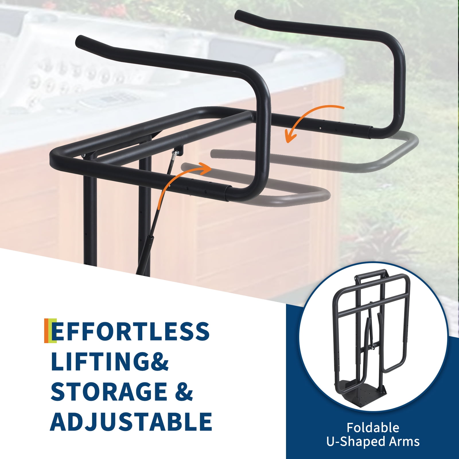Accreate Hydraulic Spa Cover Lifter for Hot Tubs & Pools – Adjustable Height, U-Shaped Arm, One-Side Mount, Weather-Resistant, Durable Bracket, Fits Most Bathtubs & Spas