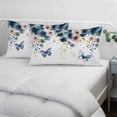 thumbnail image 4 of Navy Blue Spring Floral Throw Pillow Covers, Farmhouse Butterfly Watercolor Soft Breathable Pillow Cases with Invisible Zipper for Sleeping, Toddler Pillowcases for Couch Bed Sofa Chair 12x20 Inches, 4 of 9