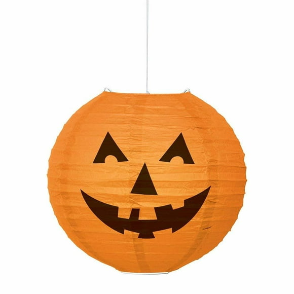 Lanterne Ronde en Papier d'Halloween à Citrouille de 10 Po pour Décoration de Fête