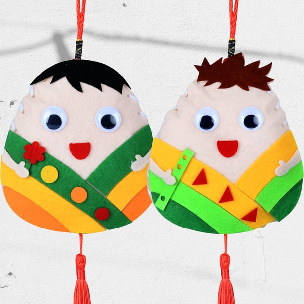 Gwong Juguete 1 Set Kids Handcraft Kit decorativo Portátil Superficie Smoother Superficie China Festival Colgante Craft Tela Material Kit para Kindergarten Gwong 30010922