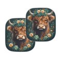 thumbnail image 2 of Yuyamidu Highland Cow Car Windshield Sunshade for Sedan SUV Truck Van 2 Pieces Green Leaf Auto Front Windshield Sun Visor St. Patrick's Day Front Window Heat Reflector Block, 2 of 5