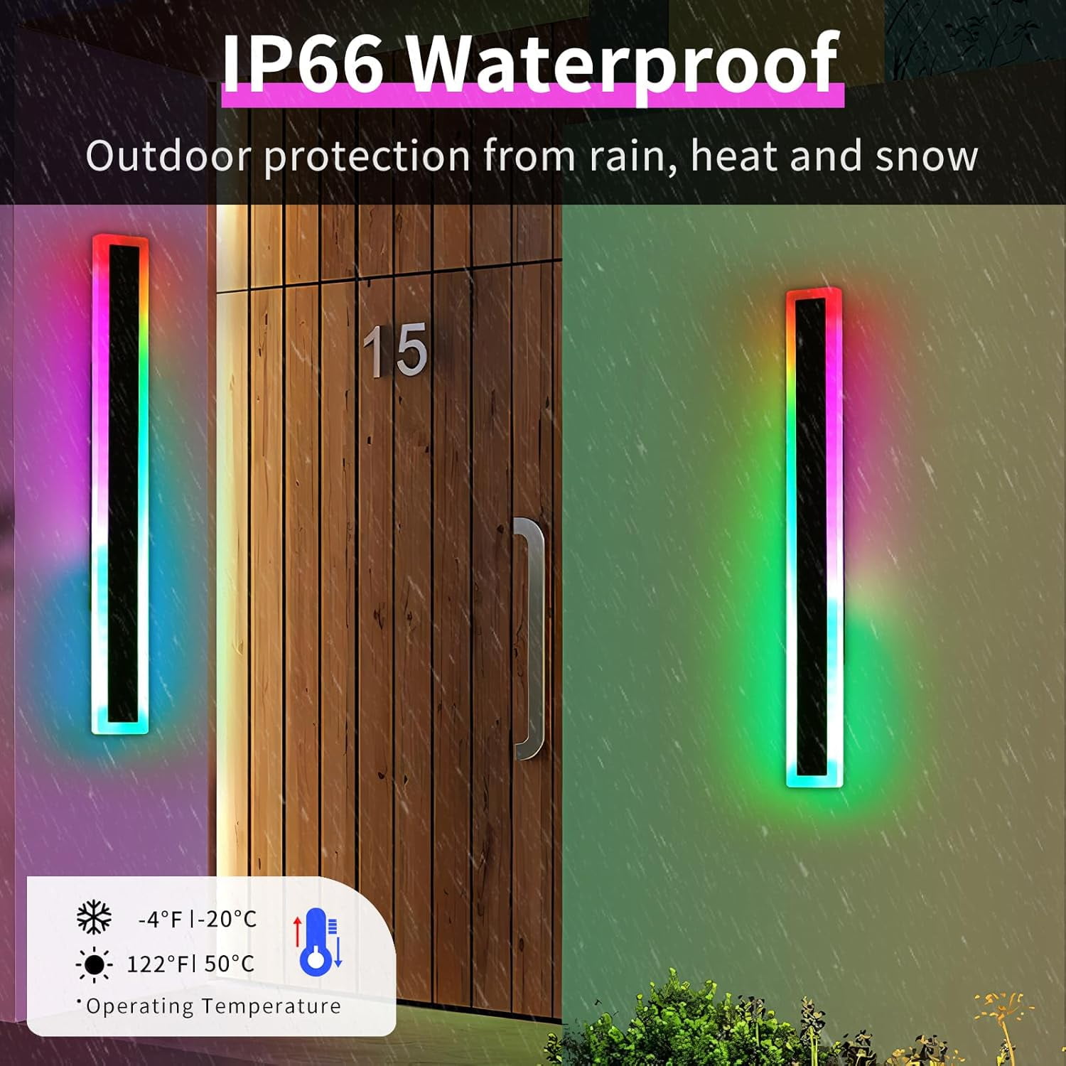 59inch Outdoor Long Wall Light 10 Colour Dimmable RGB Wall Mount Lighting Sconce IP65 Waterproof Simple Acrylic Exterior Wall Lights Fixtures