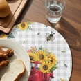 thumbnail image 4 of Round Placemats Set of 4 Sunflower Red Truck Place Mats Washable Woven Placemat Farmhouse Bee Grey Plaid Circle Braided Table Mat for Kitchen Dining Table Party Home Decor 15 Inch, 4 of 8