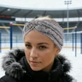 thumbnail image 2 of Unique Bargains 1 Pc Women's Warm Headband Cable Winter Ear Warmer Knit Cross Head Wraps Light Gray Colorful, 2 of 6