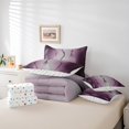 thumbnail image 5 of Gradient Greyish White and Purple Comforter Set 7 Piece Bed in a Bag Twin,Silver Foil Print Wave Striped Bedding Sets Abstract Ombre Art Sheet Set with Comforter, 5 of 5