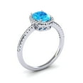 thumbnail image 2 of SuperJeweler 1 1/2 Carat Oval Shape Blue Topaz and Halo Diamond Ring In Sterling Silver For Women, 2 of 6