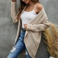 thumbnail image 4 of Lilgiuy Women's Solid Color Recreational Lapel Mid-length Cardigan Sweater Coat,Khaki,8(L) Winter Clothes for 2022, 4 of 5
