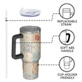 thumbnail image 4 of 40oz Pioneer Flower Floral Print Pattern Insulated Tumbler with Handle, BPA-Free Leak Proof Lid and Straws, Double Wall Vacuum, Hot 12h/Cold 34h, 4 of 6