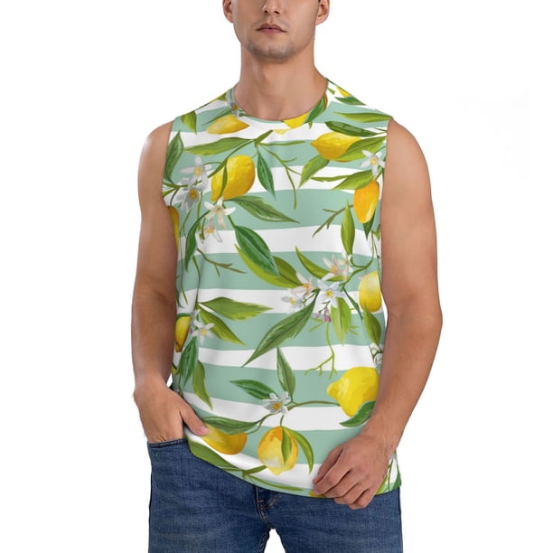 Fotbe Lemon Men's Camiseta sin Mangas Estampada para Hombres, Playera Casual para Gimnasio, Entrenamiento, Playa-Small