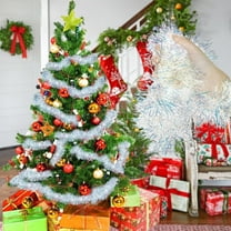 BGZLEU 16.4 Feet Iridescent White Holiday Tinsel Garland for Christmas,Birthday,Weddings,Party Decorations,Xmas Foil Tinsel Garland for All-Season Home Indoor Outdoor Party Supplies(Iridescent White)