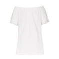 thumbnail image 6 of Summer Saving Wycnly Womens Blouses and Tops Dressy Sexy off Shoulder Lace Trim Plus Size Baggy Comfy Cotton Linen Shirts Summer Solid V-Neck Short Sleeve Cute Tees Tops White XXL, 6 of 7