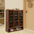 thumbnail image 3 of Bamboo Shoe Cabinet, 8-Tier Shoe Storage Cabinet with There Doors, Freestanding Bamboo Shoe Rack Organizer Modern for Entryway, Hallway, Closet, Living Room (Brown Transparent Door), 3 of 10