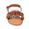 thumbnail image 5 of bebe Girl's Trendy Braided Flat Sandals with Silver Rhinestone Details - Flat Sandals for Little Kid/Big Kid, Tan, 3, 5 of 7