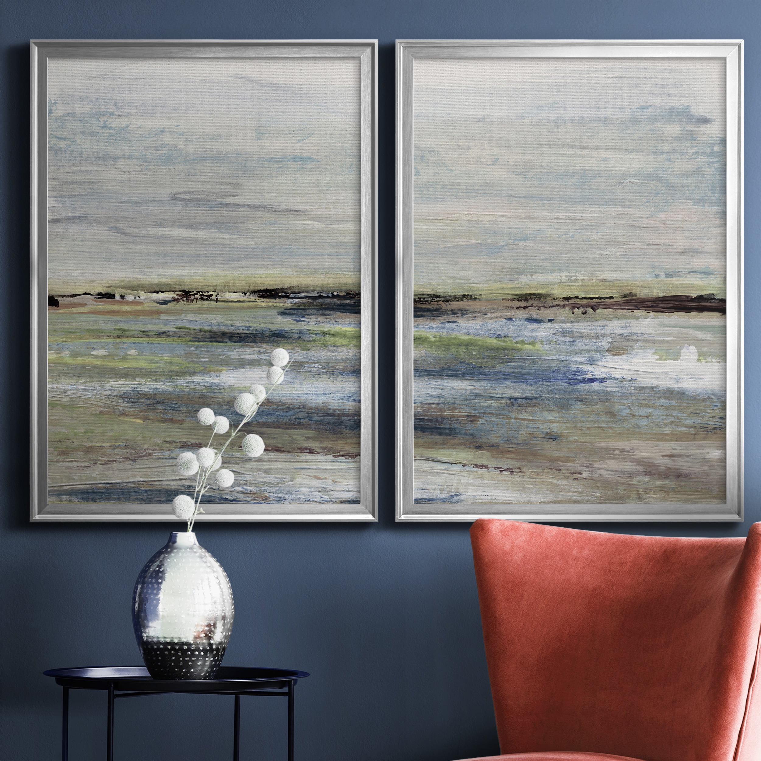 2 Piece Set Wetlands I Premium Framed Canvas - Ready to Hang - 26.5 x 36.5 Each - Silver Frame