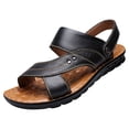 thumbnail image 2 of WIZUTIZ Sandals for Men Slingback Beach Slides Slip On Slippers Breathable Lightweight Waterproof Leather Handmade Summer Walking Water Shoes, 2 of 4