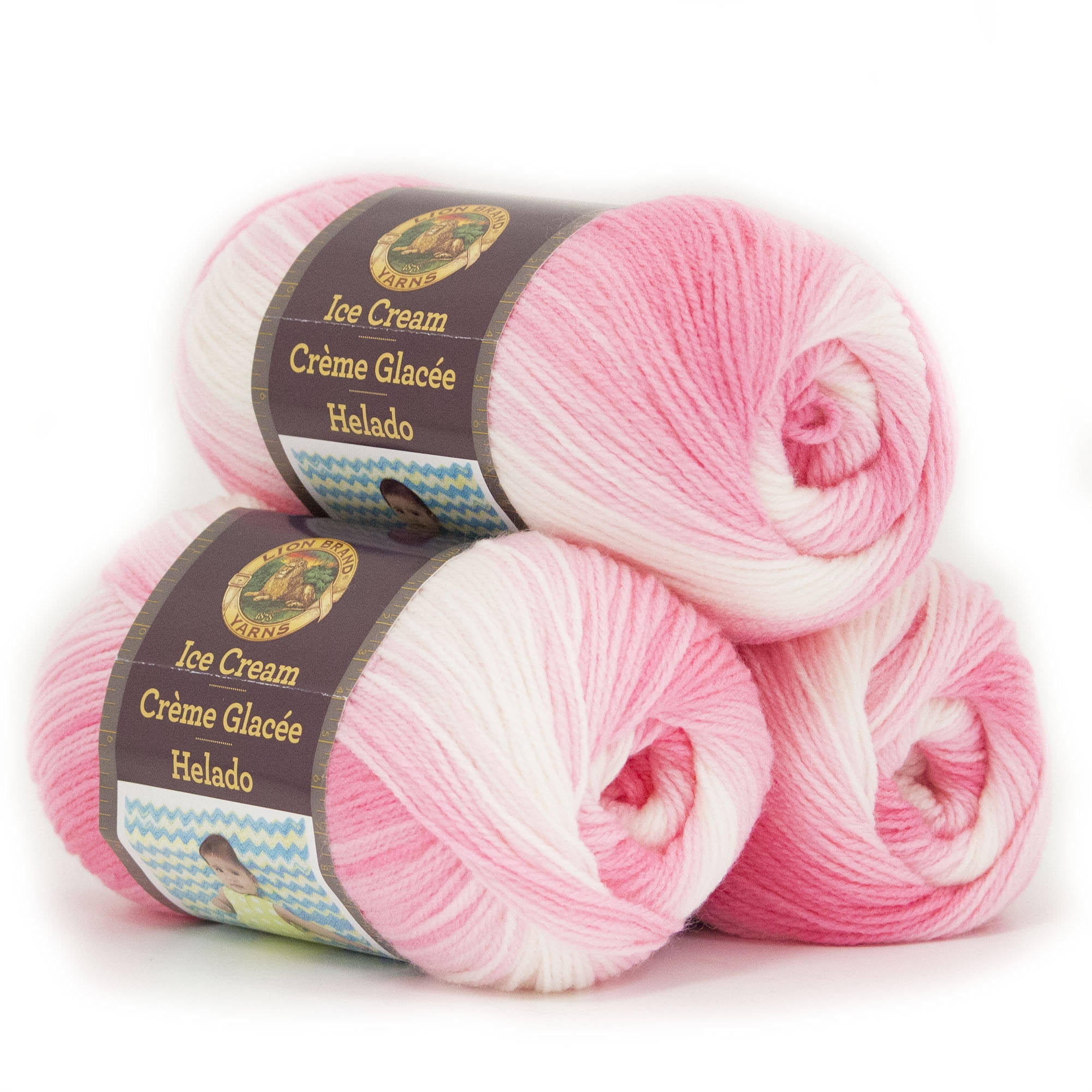 Lion Brand Ice Cream 100 Percent Acrylic Baby Yarn, 3pk